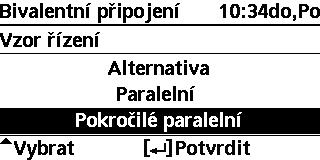 Nabídka Výchozí nastavení Možnosti zobrazení / Nastavení 7 Ohřívač nádrže Zvolte ohřívač vnější nebo vnitřní nádrže, při volbě vnější nádrže nastavte časovač na dobu, kdy se ohřívač zapne.