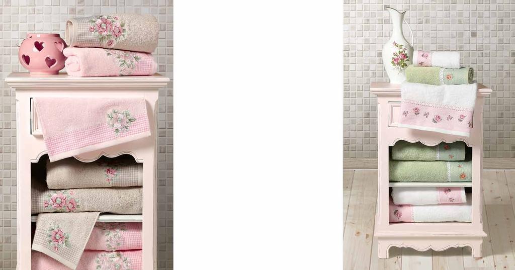 Beige Βouquet Πετσέτες κεντητές σετ 3 τμχ χεριών, προσώπου, μπάνιου 38,00 100% βαμβάκι Pink