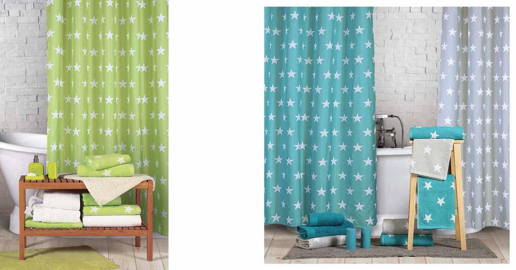 Grey Petrol Green Realta Kουρτίνα μπάνιου με πλαστικούς ενσωματωμένους
