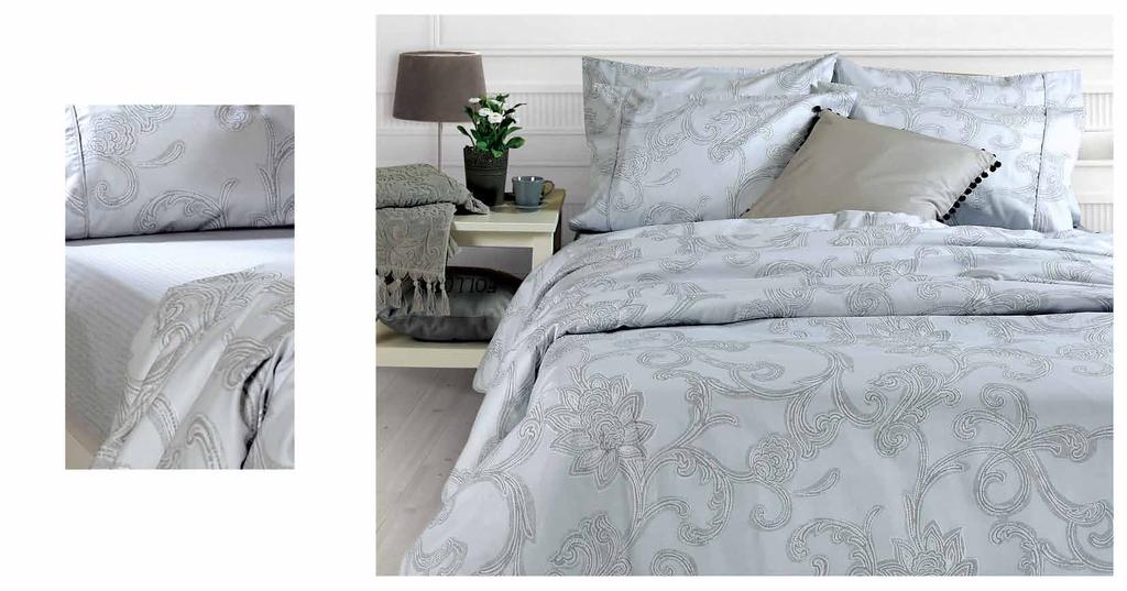 Premium Collection Bella - Silver Σετ σεντόνια υπ/πλα: 2 σεντόνια 240x270 +2 μαξιλ/κες 52x72 Σετ παπλ/θήκη υπ/πλη: 240x230 +2