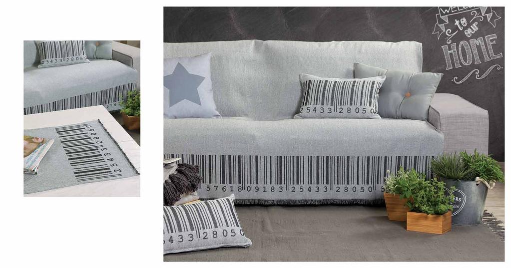 Barcode - Grey Ριχτάρι πολυθρόνας, 180x180 Ριχτάρι 2θέσιου, 180x250 Ριχτάρι