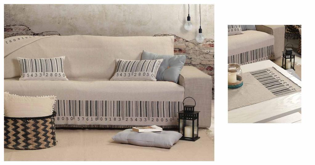 Βarcode - Beige Ριχτάρι πολυθρόνας, 180x180 Ριχτάρι 2θέσιου, 180x250 Ριχτάρι