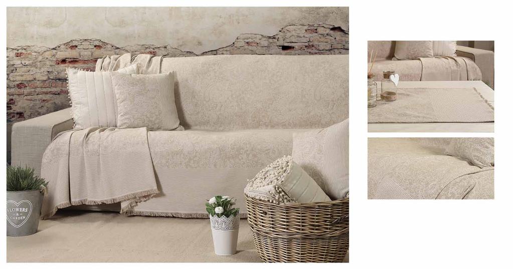Marcella - Beige Ριχτάρι πολυθρόνας, 180x180 Ριχτάρι 2θέσιου, 180x250 Ριχτάρι
