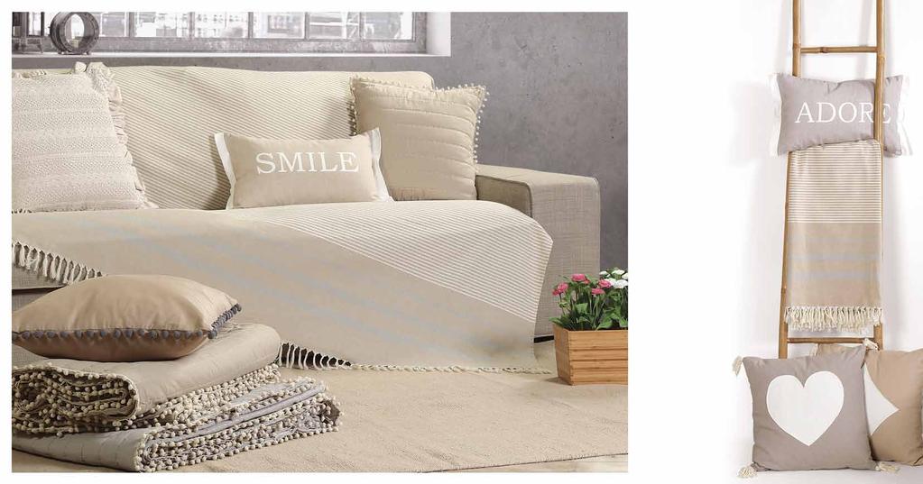 Attalia - Beige Ριχτάρι πολυθρόνας, 180x180 Ριχτάρι 2θέσιου,