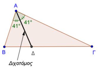 Διχοτόμος Έγκεντρο Μεσοκάθετος Διχοτόμος τριγώνου ονομάζεται το ευθύγραμμο τμήμα που διχοτομεί μια γωνιά του τριγώνου, ξεκινά