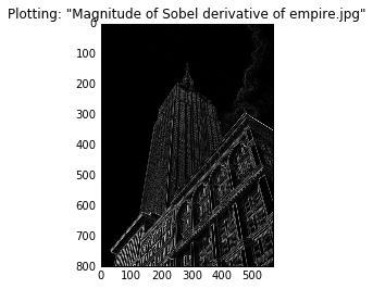 Υπολογισμός x και y παραγώγου με Sobel filters from PIL import Image from pylab import * from numpy import * from scipy.ndimage import filters im = array(image.open('empire.jpg').