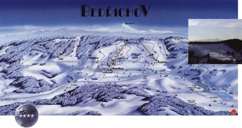 Το χιονοδροµικό κέντρο του Bedrichov βρίσκεται στο κεντρικό τµήµα των ορέων Jizerske. Οι πλαγιές του προτιµώνται ιδιαίτερα από οικογένειες µε παιδιά.