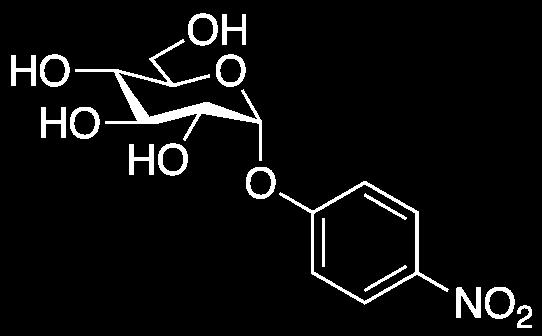 V laboratórnych podmienkach bola aktivita tohto enzýmu izolovaného zo svalu potkana sledovaná pomocou syntetického substrátu p-nitrofenyl-α-d-glukopyranozid (PNPG, pozri Obrázok 2), ktorý je účinkom