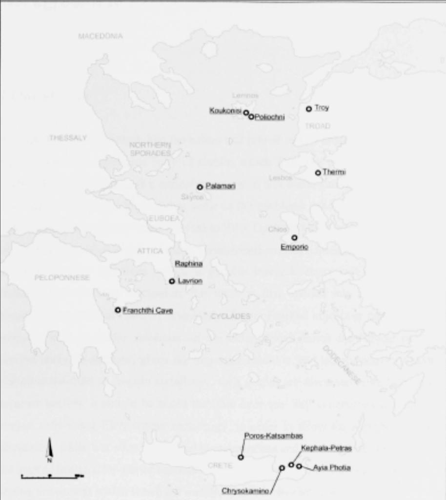 Χάρτες Χάρτης 1: Χάρτης του Αιγαίου, όπου σημειώνονται σημαντικές