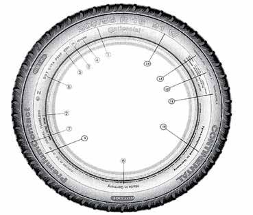 Χαρακτηριστικά ελαστικών ελαστικού 205 = Πλάτος ελαστικού (mm) 1 55 = Σειρά (Σχέση % ύψους πλαϊνού προς πλάτος πέλματος) R = Radial 16 = Διάμετρος ζάντας σε ίντσες 2 Ελαστικό χωρίς αεροθάλαμο Έγκριση