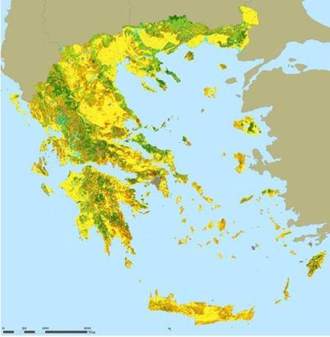 Επιπλέον παραθέτουμε και τον χάρτη 5.4.11 ο οποίος περιλαμβάνει σε αντιστοιχία με τον χάρτη 5.4.3 την κατάταξη των οικοσυστημάτων που καλύπτουν τον Ελλαδικό χώρο ανάλογα με το είδος χρήσης κάλυψης γης.