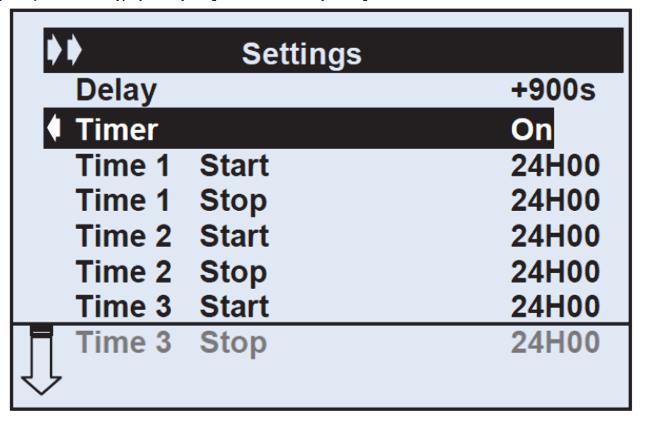 3.11.5 Timer (Χρονοδιακόπτης) - Ο αποκλεισμός του χρονοδιακόπτη χρησιμοποιείται για τη δημιουργία ενός καθημερινού προγράμματος έναρξης του χρόνου λειτουργίας της συμπληρωματικής εξόδου (P3).