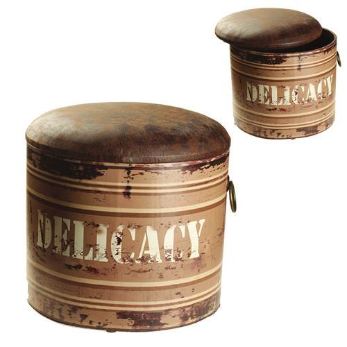 2/ctn 50-033-003 Σκαμπώ στρογγυλό δερμάτινο Round leather stool