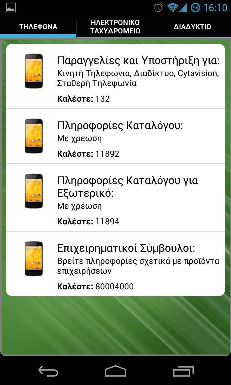 Πεξηιακβάλεη όιεο ηηο πιεξνθνξίεο γηα άκεζε επηθνηλσλία κε ηε Cyta, ηα ηειέθσλα, ηα emails θαη ηελ παξνπζία ηνπ Οξγαληζκνύ