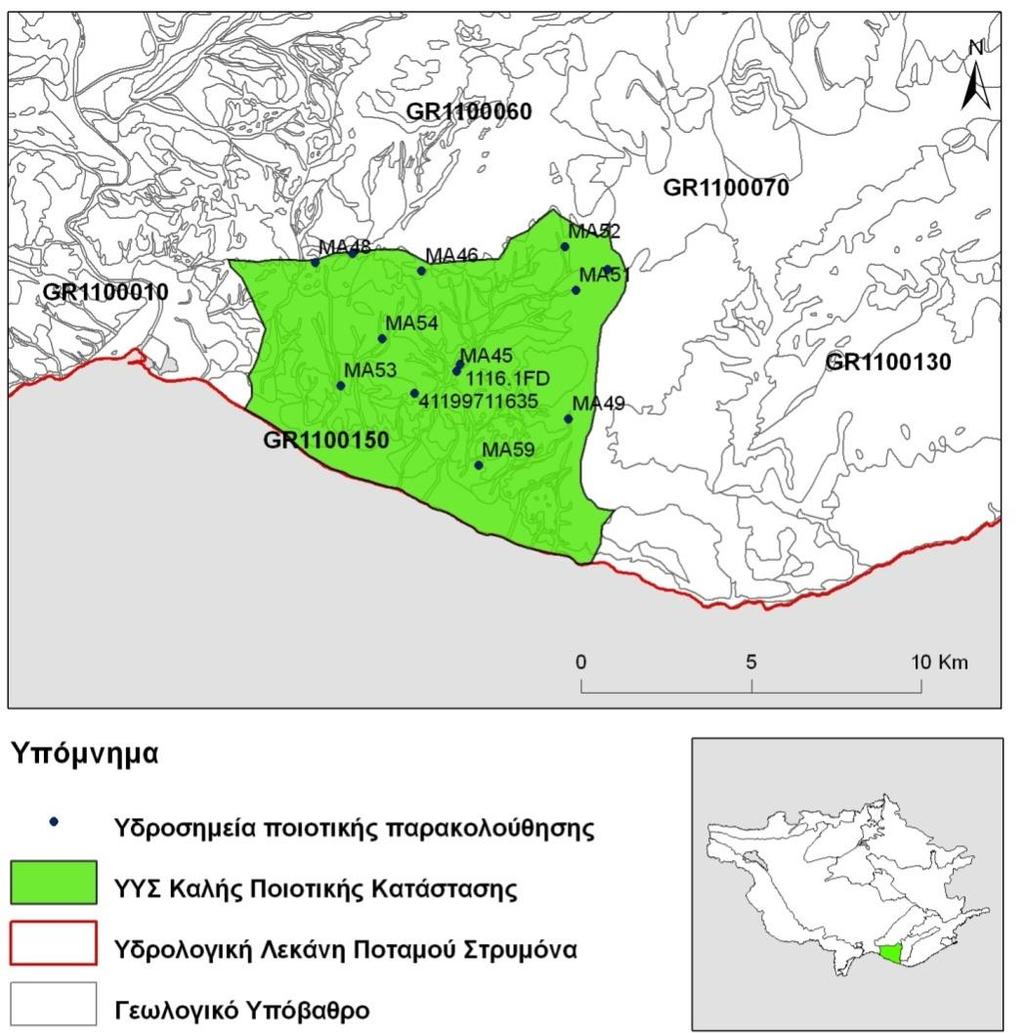 Σχήμα 4.15.2. Χάρτης ποιοτικής (χημικής) κατάστασης ΥΥΣ Οφρυνίου (GR1100150).