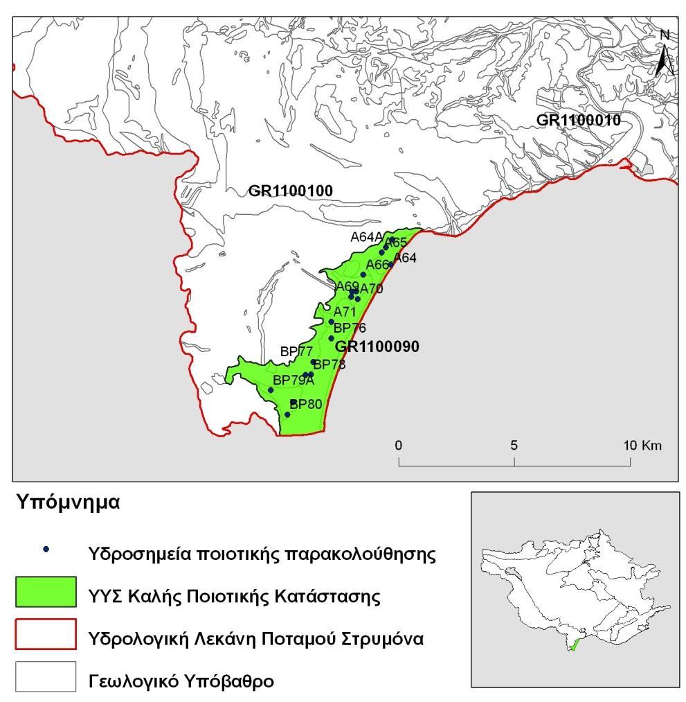 Σχήμα 4.9.2. Χάρτης ποιοτικής (χημικής) κατάστασης ΥΥΣ Ασπροβάλτας (GR1100090).