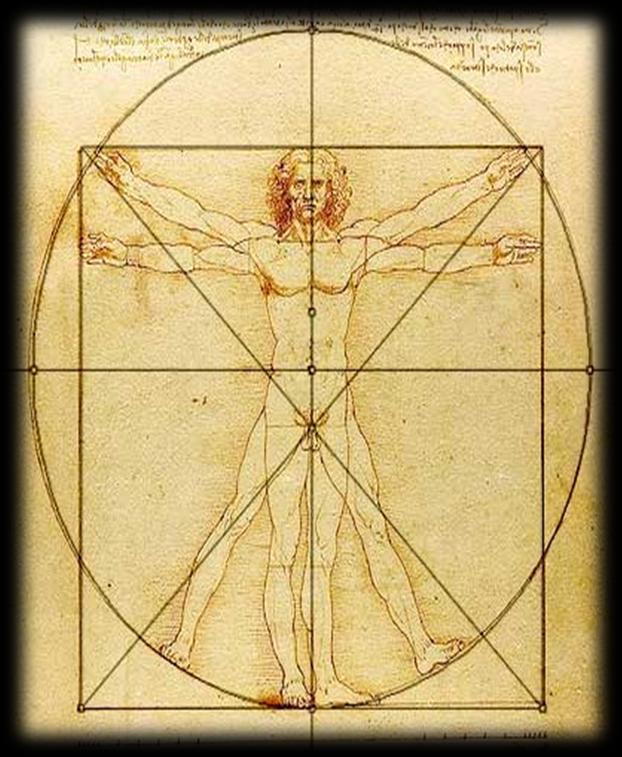 Ο άνθρωπος του Βιτρούβιου, παρουσιάζει τις ιδανικές διαστάσεις του ανθρώπινου σώματος, συνδέοντάς το με τη γεωμετρία και τοποθετώντας το εντός ενός τετραγώνου και ενός κύκλου.