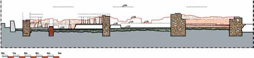 Дубина конхе је 1,75 m, а дебљина преградног зида 31 cm, који је касније ојачан до дебљине од 79 cm.