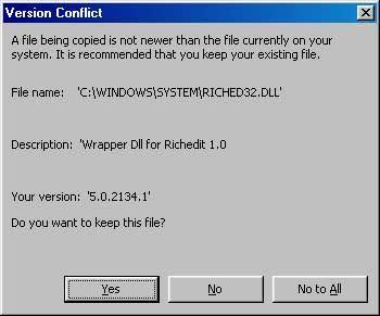 Αυτή η οθόνη προειδοποιεί τον χρήστη ότι ένα αρχείο που πρόκειται να αντιγραφτεί στον υπολογιστή δεν είναι νεότερο από ένα ίδιο αρχείο που υπάρχει ήδη.