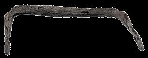 Кламфа Гвожђе, ковање; димензије: 6 х 3 х 0,5 cm; Базилика B - југоисточни сегмент, ареал некрополе, 1987. година; Народни музеј Чачак, Ц 46/87.