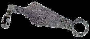 186. Кључ Гвожђе, ковање; димензије: 11,5 x 3,3 cm, дебљина дршке 0,4 cm, дебљина савијеног дела 0,9 cm; Сонда 5/02, Северно подграђе, 2002. година; Народни музеј Чачак, A II/399, Ц 15/02.