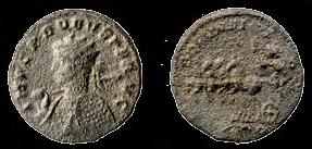 Антонинијан Проба Бронза, ковање; R = 3,1 cm; Сонда 1/00, Горњи град, 2000. година; Народни музеј Чачак, Н 601, Ц 1/00. 276-282. година. Неодређена ковница. Аверс: Imp C Probus p f aug.
