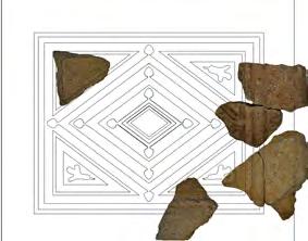 486. Парапетна плоча Пешчар: клесање; димензије: 68 x 84 x 9 cm; димензије крста: 38 x 21 cm. Базилика C - североисточни анекс, Северно подграђе, 1988.