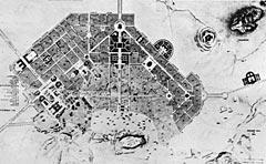 Εικόνα 13 Το πολεοδομικό σχέδιο του Klenze του 1834, που αποτελούσε αναθεώρηση της πρότασης Κλεάνθη-Schaubert Πηγή 18 Κ. Μπίρης, Αι Αθήναι από του 19ου εις τον 20όν αιώνα, Αθήνα 1966, στο http://www.