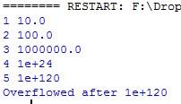 Παραδείγματα - Κώδικα Να γραφεί πρόγραμμα το οποί θα δημιουργήσει μια εξαίρεση του τύπου OverflowError: # 3-28.py try: x = 10.