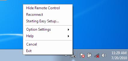 8. Λογισμικό Υποστήριξης Χρήστη 'Έξοδος από το Virtual Remote Tool 1 Κάντε κλικ στο εικονίδιο του Virtual Remote Tool στη Γραμμή εργασιών.