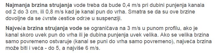 Određivanje dimenzija kolektora 7 Propusna sposobnost kolektora - punjenje kanala