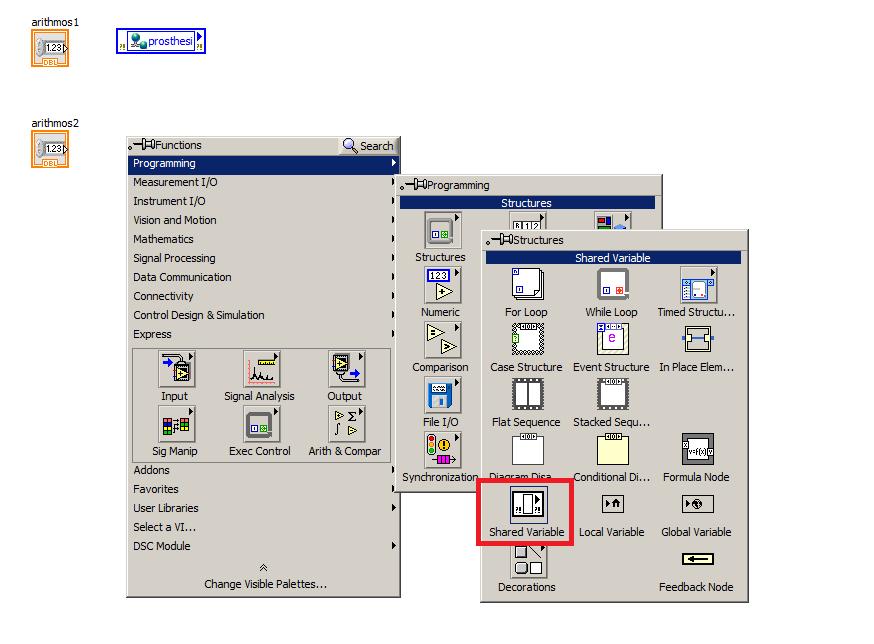 Στο Front Panel εισάγονται δύο Num Ctrls που ελέγχουν τις δυο εισόδους του PLC για την πρόσθεση.