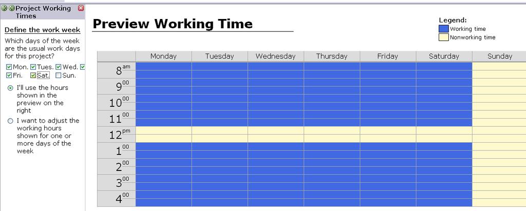 .1.2. ΚΑΤΑΣΤΡΩΣΗ ΗΜΕΡΟΛΟΓΙΟΥ Ορίζουµε το τυπικό (standard) ηµερολόγιο, µε απασχόληση εργασίας επί έξη (6) ηµέρες την εβδοµάδα, από ευτέρα µέχρι Σάββατο, από τις 8 το πρωί, έως τις 5 το απόγευµα µε