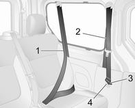 60 Καθίσματα, προσκέφαλα Ζώνες ασφαλείας στα πίσω καθίσματα Για τη δεύτερη σειρά καθισμάτων χρησιμοποιείτε πάντοτε τις ζώνες ασφαλείας 2 και βρίσκονται πιο μπροστά στο πίσω μέρος της καμπίνας