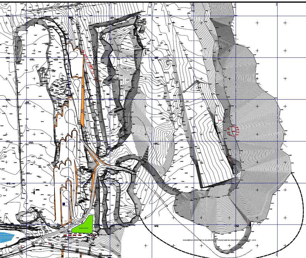 Слика 14: Технолошката шема ископ со циклична механизација Figure 14: Technologicalschemewith cyclic-mining machinery Овој генерален распоред и пресек на