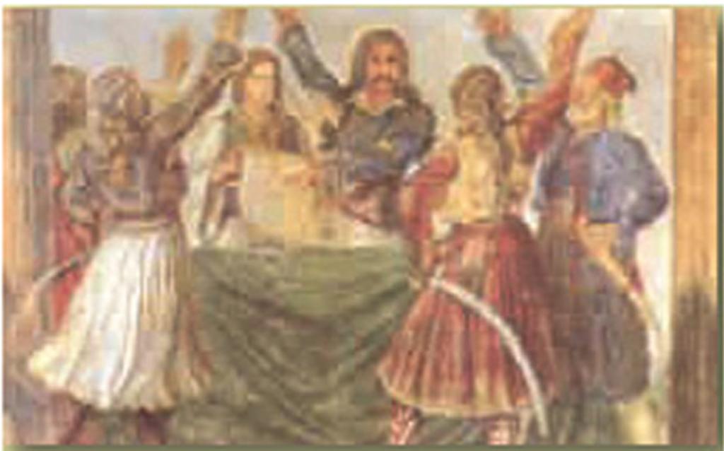 Ψηφοφορία στην Α' Εθνική Συνέλευση της Επιδαύρου (τοιχογραφία στο κτήριο της Βουλής των Ελλήνων).
