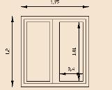 Τύπος Δ: ανατολική όψη 2 Aw=1,2 1,15=1,38m2 Ag=2 (0,40 1,01)=0,808m2 Af=Aw-Ag=0,572m2 Ff= Af / Aw=0,414 Lg=2 [2 (0,40+1,01)]=5,64m Lg/Aw=4,087 m-1 Τύπος ΣΤ: