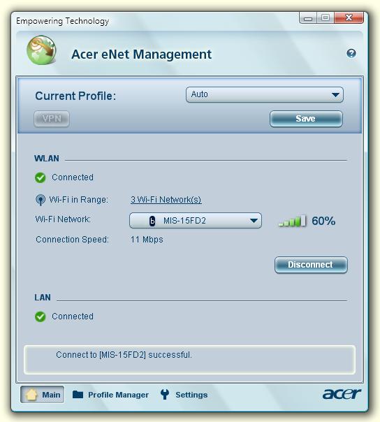 2 Empowering Technology Acer enet Management Το Acer enet Management διευκολύνει την τάχιστη και απλούστατη σύνδεση σε ενσύρµατα αλλά και ασύρµατα δίκτυα σε διάφορες τοποθεσίες.