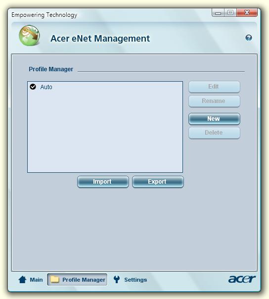 3 Το Acer enet Management έχει τη δυνατότητα αποθήκευσης των ρυθµίσεων δικτύου µιας τοποθεσίας σε ένα προφίλ και της αυτόµατης εφαρµογής του κατάλληλου προφίλ κατά τη µετακίνηση από µία τοποθεσία σε