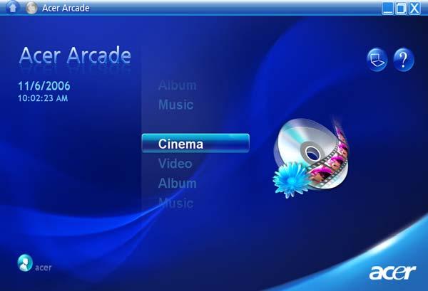 52 Acer Arcade (επιλεγµένα µοντέλα µόνο) Το Acer Arcade είναι µια ενσωµατωµένη εφαρµογή αναπαραγωγής µουσικής, φωτογραφιών, ταινιών DVD και βίντεο.