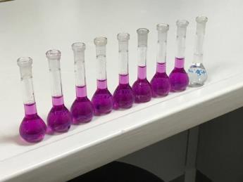 Σε κάθε σφαιρική προστέθηκαν 1 ml διαλύματος H2SO4 (συγκέντρωσης 1M), 1 ml διαλύματος NaH2PO4 (συγκέντρωσης 4M) και 0,2 ml διαλύματος 1,5-diphenylcarbazide.