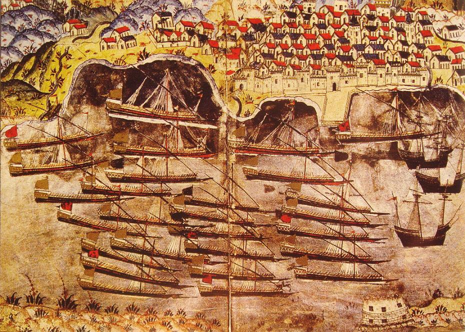 La flotte de Barberousse hiberne dans le port de Toulon en 1543