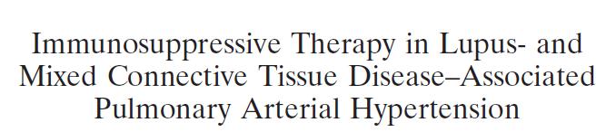 (immunosuppression) Lower WHO-FC/ less severe baseline hemodynamics Anti-ds-DNA,