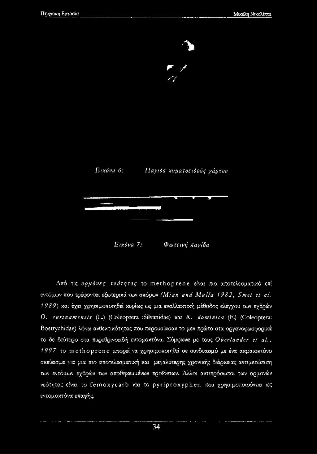 1989) και έχει χρησιμοποιηθεί κυρίως ως μια εναλλακτική μέθοδος ελέγχου των εχθρών O. surinamensis (L.) (Coleóptera rsilvanidae) και R.