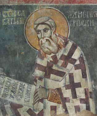 Ni{ i Vizantija XIII 65 Сл. 16. Свети Сава Српски, параклис Светог Ђорђа у Сопоћанима Fig. 16. St Sava of Serbia, parekklesion of St George in Sopoćani идентификација антиохијског јерарха је у новијој литератури озбиљно оспорена.