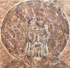 St Sabbas the Sanctified, žiča, Ascension Church На њима, је рецимо, свети Сава приказан с теменом потпуно покривеним густом седом косом, а брада му је врло кратка али заобљена.