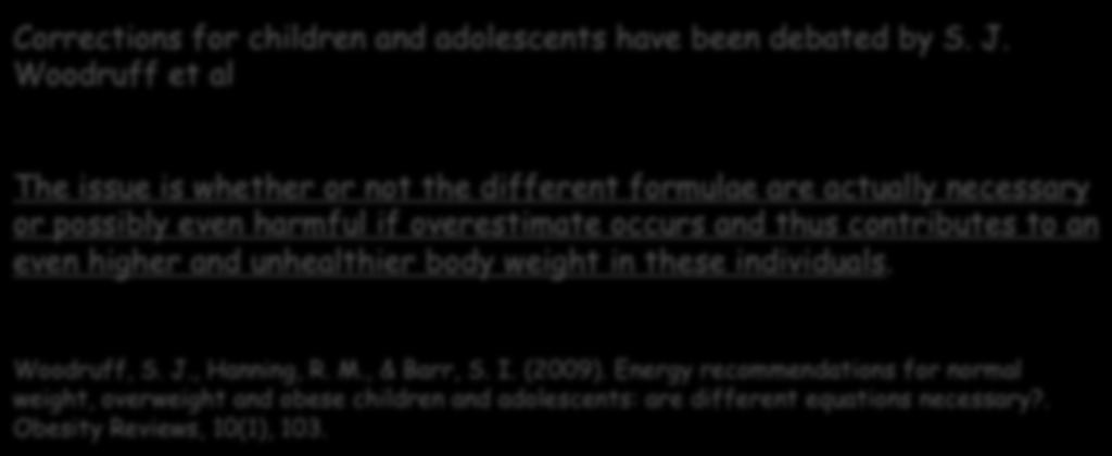 overestimate occurs and thus contributes to an even higher and unhealthier body weight in these individuals. Woodruff, S. J.