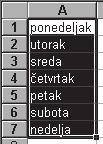 Aplikativni softver 120 Radne tabele Excel 4. U eliju B1 upišite broj 1. 5. Postavite za aktivnu eliju B1. 6.