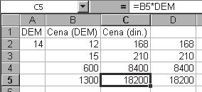 Aplikativni softver 125 Radne tabele Excel E9 ZADAVANJE NAZIVA ELIJE I OPSEGA elije i opsezi su inicijalno imenovani svojom adresom.