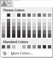 Aplikativni softver 163 Prezentacije PowerPoint Promena boje teksta Da biste promenili boju fonta, na paleti alatki potrebno je kliknuti na taster koji